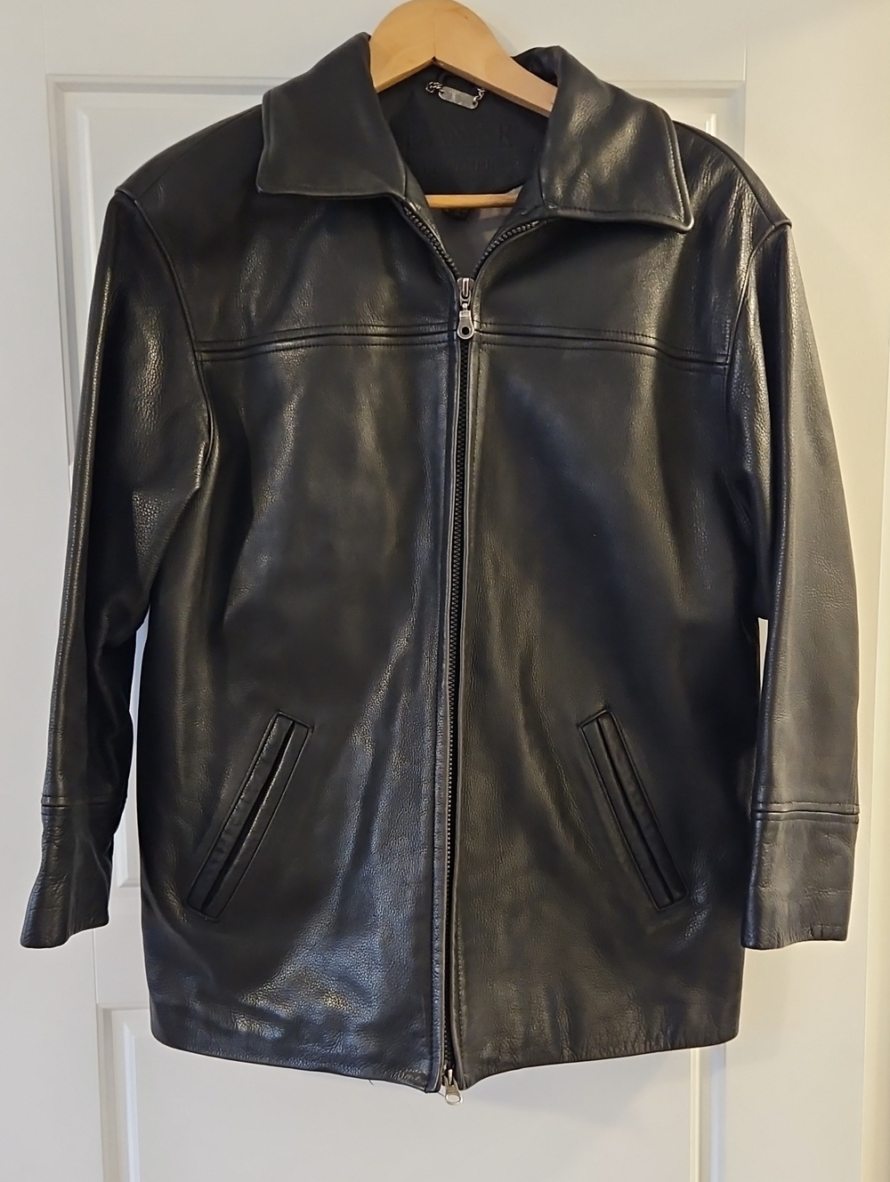 Men's Danier Black Leather Zip-Front Bomber Jacket - Size XS